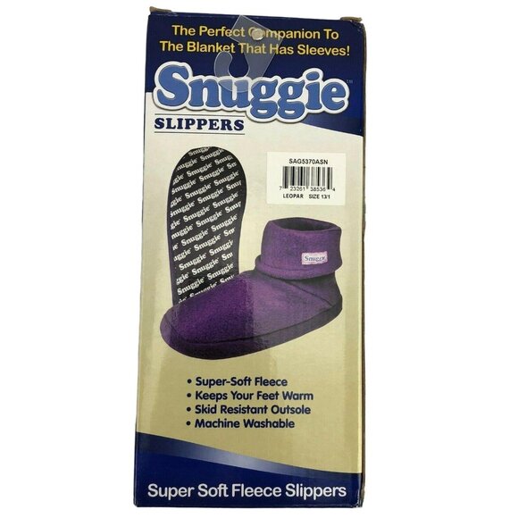 Snuggie Leopard Print Fleece Slippers M 13-1 Soft Cozy Indoor Footwear Plush - Picture 8 of 8